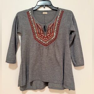 Hollister Gray Tunic with Red and Gold Accents
